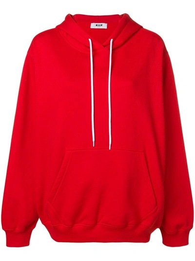 Msgm Contrast String Hoody - Red