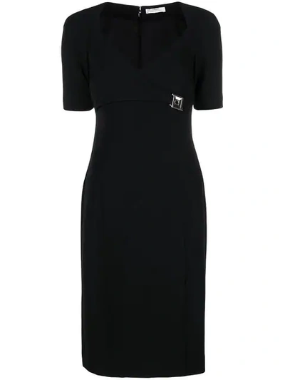 Versace Embellished Pencil Dress In Black