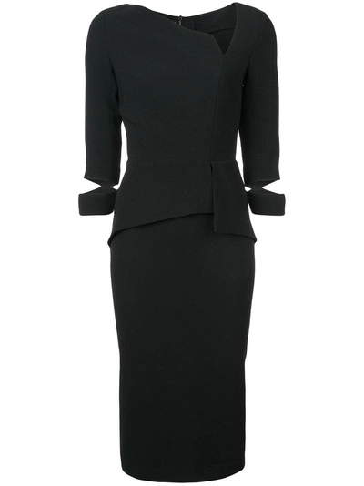 Roland Mouret Asymmetric Neck Midi Dress - Black