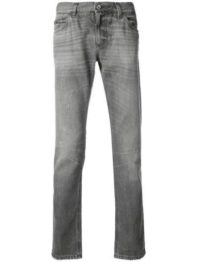Dolce & Gabbana Distressed Straight Jeans - Grey