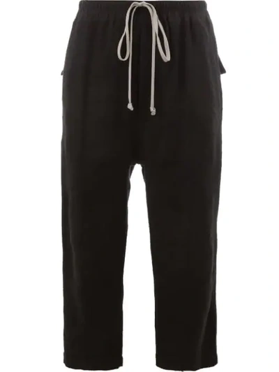 Rick Owens Cropped Drawstring Waist Trousers - Black