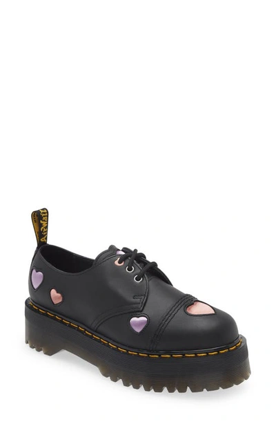 Dr. Martens' 1461 Quad Heart Platform Derby In Black Lapstone
