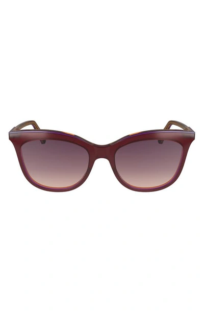 Longchamp 53mm Gradient Cat Eye Sunglasses In Burgundy