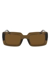 Longchamp 53mm Rectangular Sunglasses In Khaki