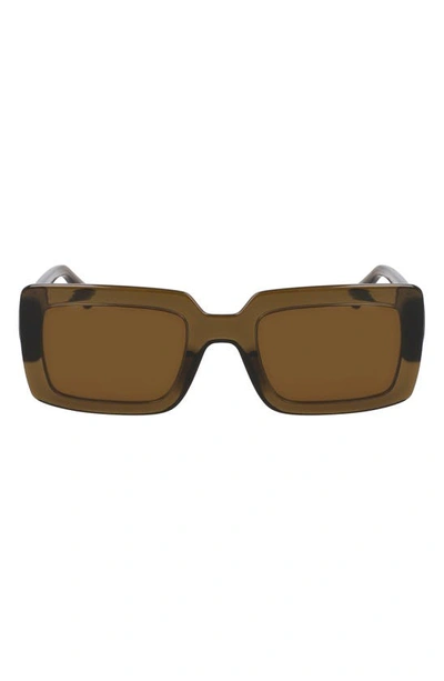 Longchamp 53mm Rectangular Sunglasses In Khaki