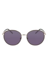 Longchamp 53mm Gradient Round Sunglasses In Gold/ Khaki