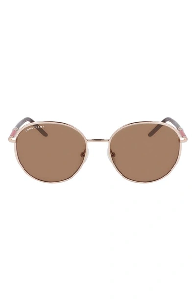 Longchamp 53mm Gradient Round Sunglasses In Rose Gold