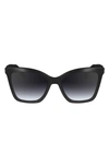 Longchamp Le Pliage 54mm Gradient Cat Eye Sunglasses In Black