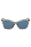 Longchamp Le Pliage 54mm Gradient Cat Eye Sunglasses In Striped Grey