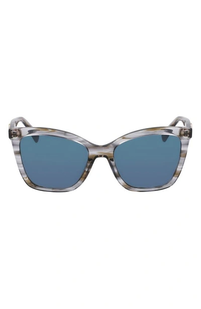 Longchamp Le Pliage 54mm Gradient Cat Eye Sunglasses In Striped Grey