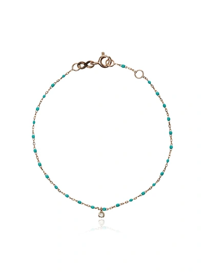 Gigi Clozeau 18k Rose Gold Turquoise Beaded Single Diamond Bracelet In Blue