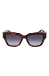 Longchamp 53mm Gradient Modified Rectangular Sunglasses In Havana