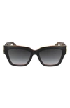 Longchamp 53mm Gradient Modified Rectangular Sunglasses In Black/ Havana