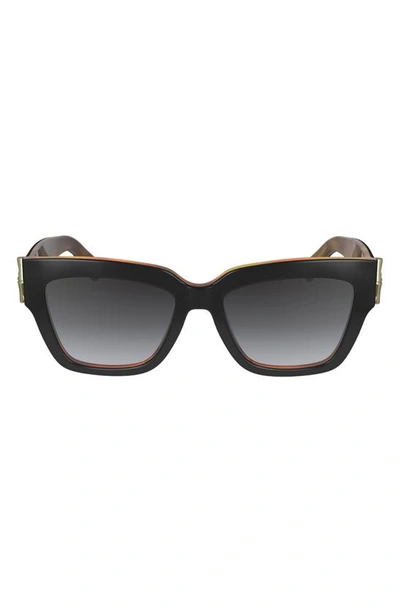 Longchamp 53mm Gradient Modified Rectangular Sunglasses In Black/ Havana