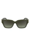 Longchamp 53mm Gradient Modified Rectangular Sunglasses In Green