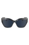 Longchamp 55mm Gradient Butterfly Sunglasses In Textured Blue