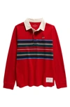 Vineyard Vines Kids' Stripe Organic Cotton Rugby Polo In Red Velvet