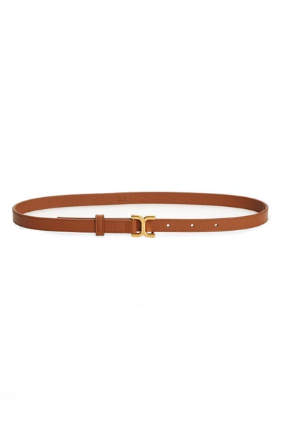 Chloé Marcie Logo Buckle Leather Belt In Tan 25m