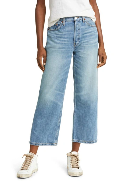 Re/done Loose Crop Wide Leg Jeans In Vintage Flow