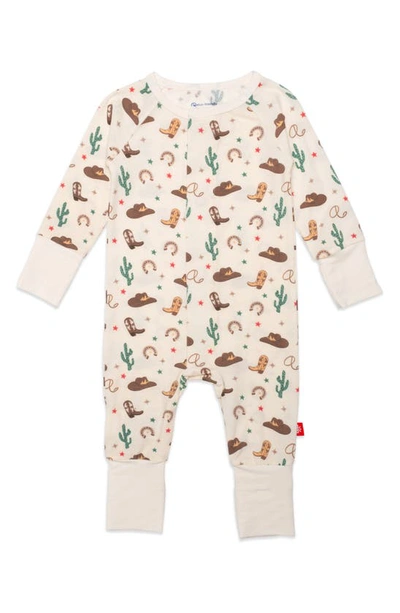 Magnetic Me Babies' Not My First Rodeo Print Convertible Romper In White