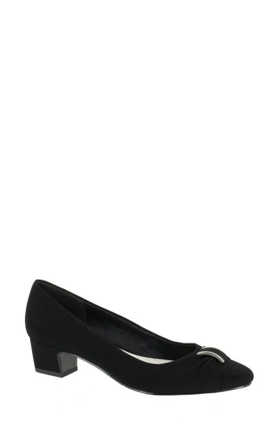 Easy Street Eloise Ruched Block Heel Pump In Black Lamy