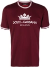 Dolce & Gabbana Logo Print T-shirt In Bordeaux