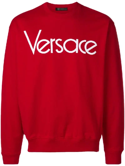 Versace Logo Sweatshirt In Red