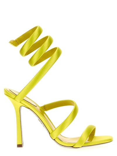 René Caovilla Cleo皮革凉鞋 In Yellow