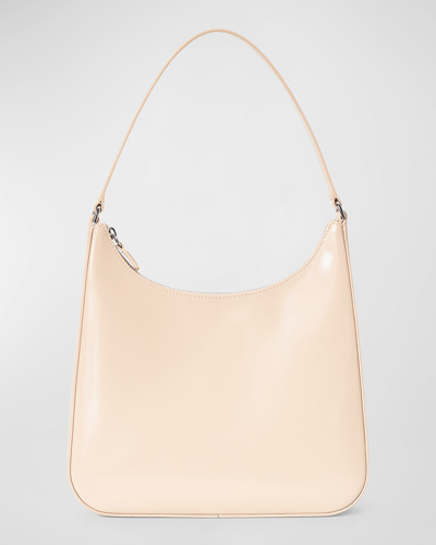 Staud Alec Zip Leather Shoulder Bag In White