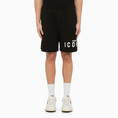 Dsquared2 Black Bermuda Shorts With Icon Print