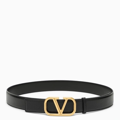 Valentino Garavani Black Leather Belt With Vlogo Detail For Men's Fashion