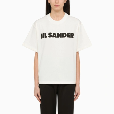 Jil Sander Porcelain Crew-neck T-shirt With Logo In White