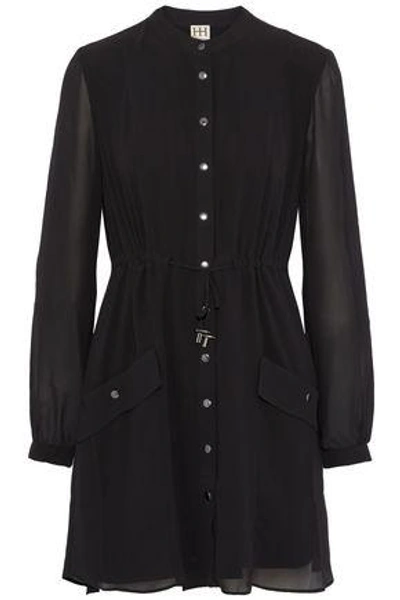 Haute Hippie Woman Chiffon Mini Shirt Dress Black