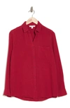 Beachlunchlounge Alessia Long Sleeve Cotton Button-up Shirt In Chili Pepper