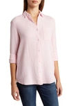 Beachlunchlounge Alessia Long Sleeve Cotton Button-up Shirt In Pink Quartz