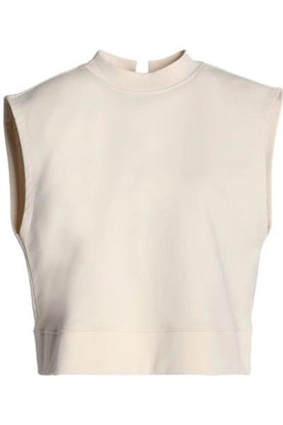Alexander Wang T Lace-up French Cotton-terry Top In Ivory