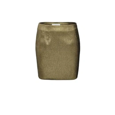 Yaya Mini Skirt With Zip And Glitter Effect In Straight Fit In Gold