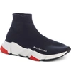Balenciaga Speed Mid Sneaker In Ice Grey/navy Blue