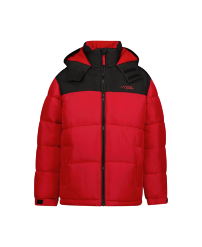 Q4d Kids' Minus Zero Big Boys Color Block Puffer Coat In Red,black