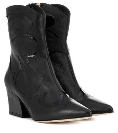 Tibi Felix Patent-trimmed Leather Ankle Boots In Black