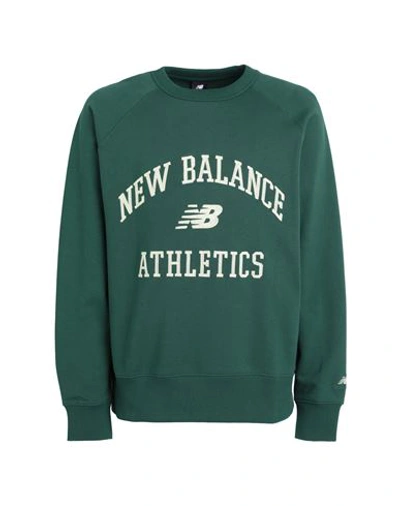 New Balance Athletics Varsity Logo-embroidered Cotton Sweatshirt In Green