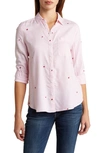 Beachlunchlounge Kaylee Heart Stripe Long Sleeve Button-up Shirt In Dreamy Pink Hearts