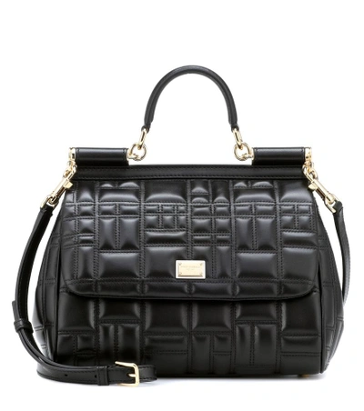 Dolce & Gabbana Sicily Medium Quilted Leather Shoulder Bag In Black