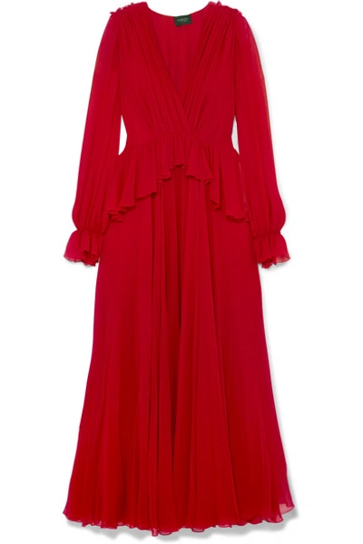 Giambattista Valli Ruffled Silk-georgette Gown In Red