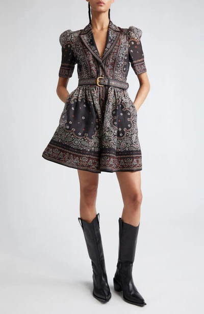 Zimmermann Women's Matchmaker Paisley Linen-silk Shirtdress In Black_bandana