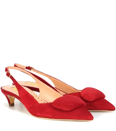 Rupert Sanderson Misty Suede Slingback Pumps In Red