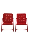 Crosley Radio Bates 2-piece Cantilever Outdoor Chair Set In Bright Red Gloss