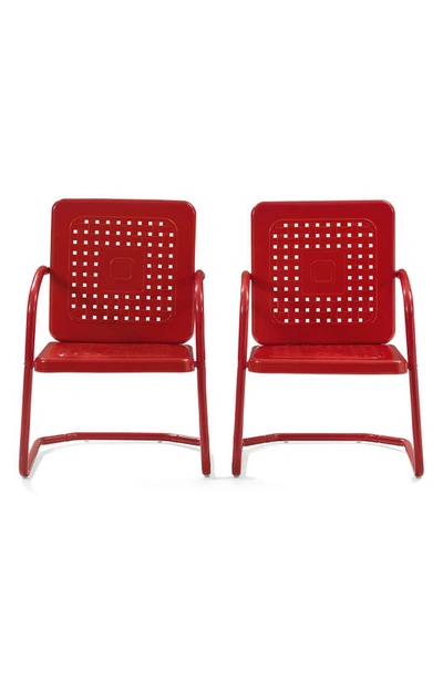 Crosley Radio Bates 2-piece Cantilever Outdoor Chair Set In Bright Red Gloss