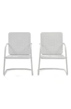 Crosley Radio Bates 2-piece Cantilever Outdoor Chair Set In White Gloss