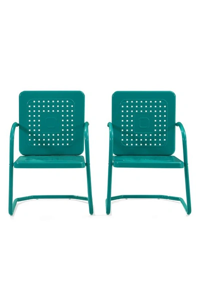 Crosley Radio Bates 2-piece Cantilever Outdoor Chair Set In Turquoise Gloss